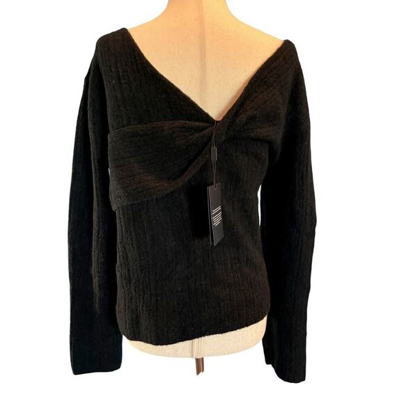 NWT RAILS Florence Black ALPACA Blend Pullover Sweater Twist Front & Back M - Picture 6 of 8